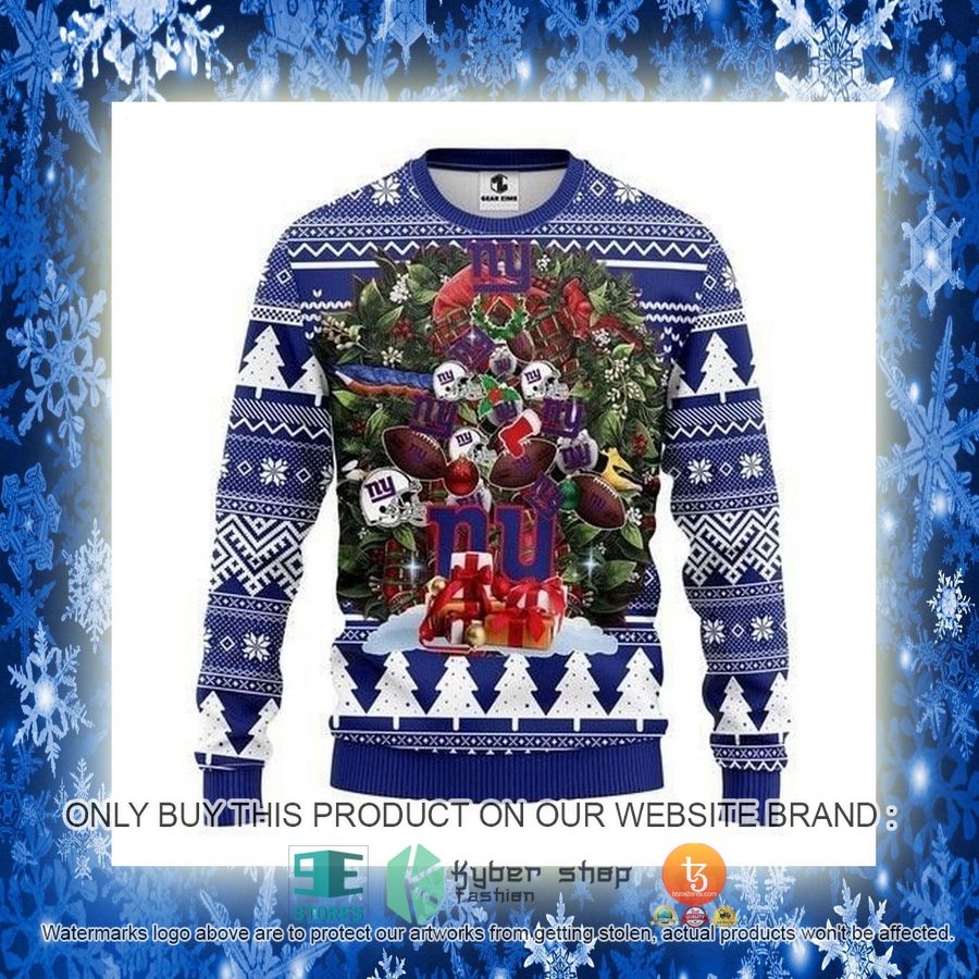 NEW New York Giants Christmas Tree Sweatshirt 3 nfl new york giants christmas tree ugly christmas sweater 3 88317
