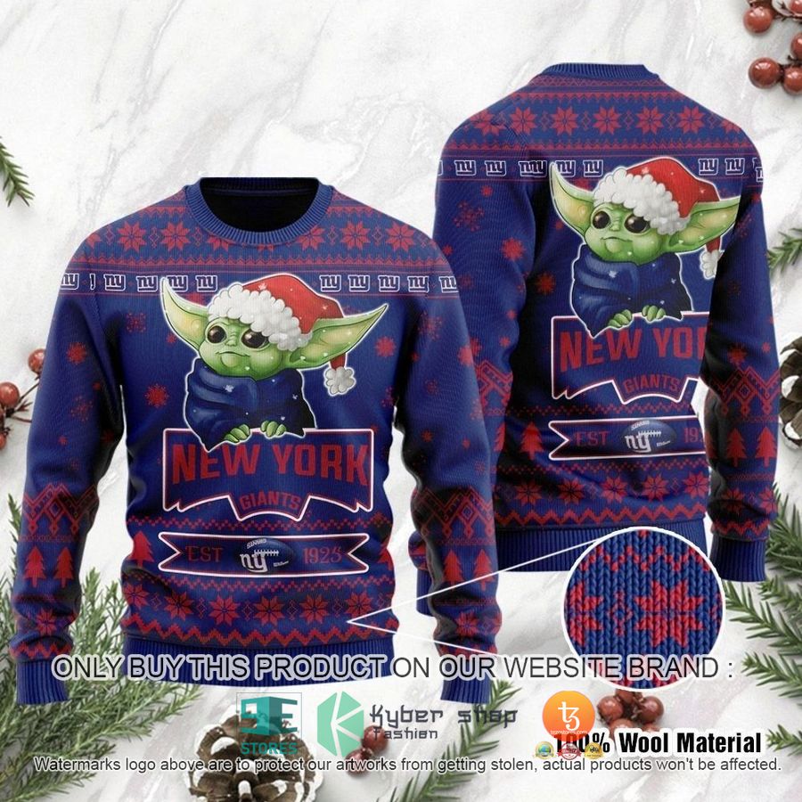 NEW New York Giants Cute Baby Yoda Grogu Sweatshirt 8 nfl new york giants cute baby yoda grogu ugly christmas sweater 1 77819