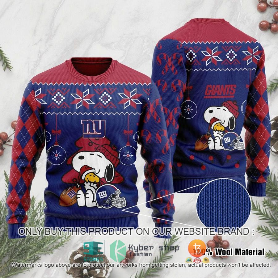 nfl new york giants funny charlie brown peanuts snoopy ugly christmas sweater 1 74884