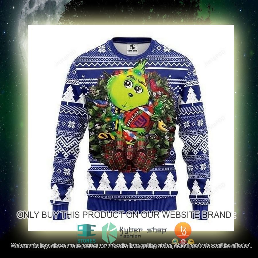 NEW New York Giants Grinch Hug Sweatshirt 4 nfl new york giants grinch hug ugly christmas sweater 4 82682