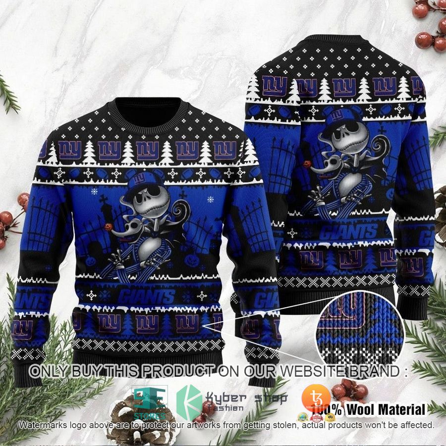nfl new york giants jack skellington halloween ugly christmas sweater 1 57246