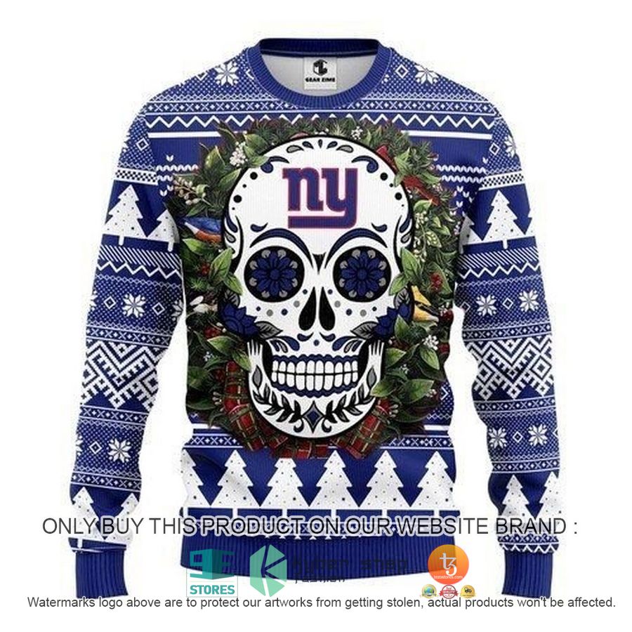 NEW New York Giants Skull Flower Sweatshirt 9 nfl new york giants skull flower ugly christmas sweater 1 74652