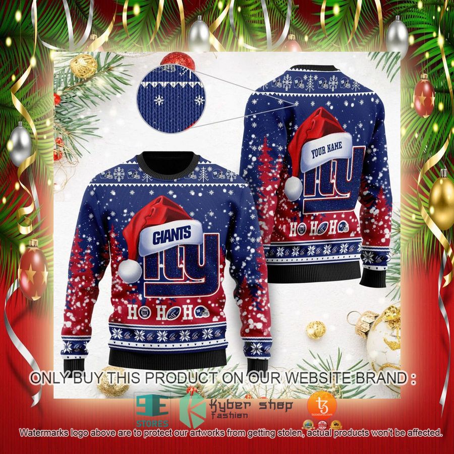 NEW New York Giants Symbol Wearing Santa Claus Hat Ho Ho Ho Sweatshirt 2 nfl new york giants symbol wearing santa claus hat ho ho ho ugly christmas sweater 2 49481