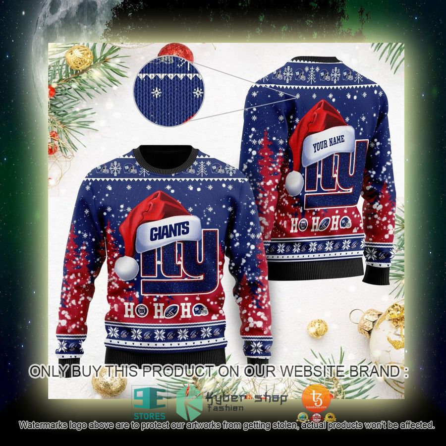 NEW New York Giants Symbol Wearing Santa Claus Hat Ho Ho Ho Sweatshirt 4 nfl new york giants symbol wearing santa claus hat ho ho ho ugly christmas sweater 4 47245