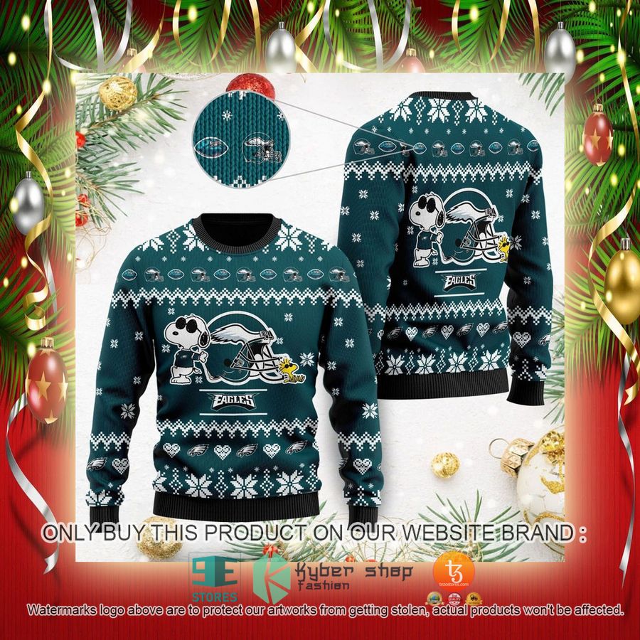 NEW Philadelphia Eagles Cute The Snoopy Show Football Helmet Sweatshirt 2 nfl philadelphia eagles cute the snoopy show football helmet ugly christmas sweater 2 75123