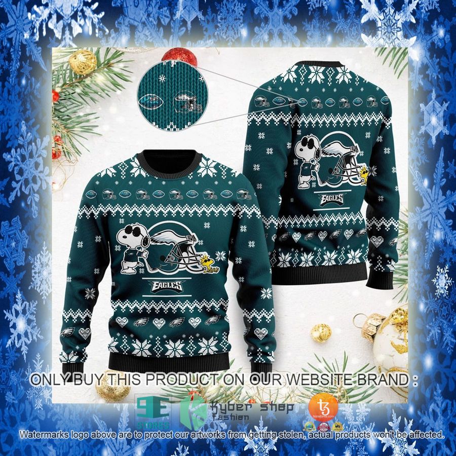NEW Philadelphia Eagles Cute The Snoopy Show Football Helmet Sweatshirt 3 nfl philadelphia eagles cute the snoopy show football helmet ugly christmas sweater 3 53805