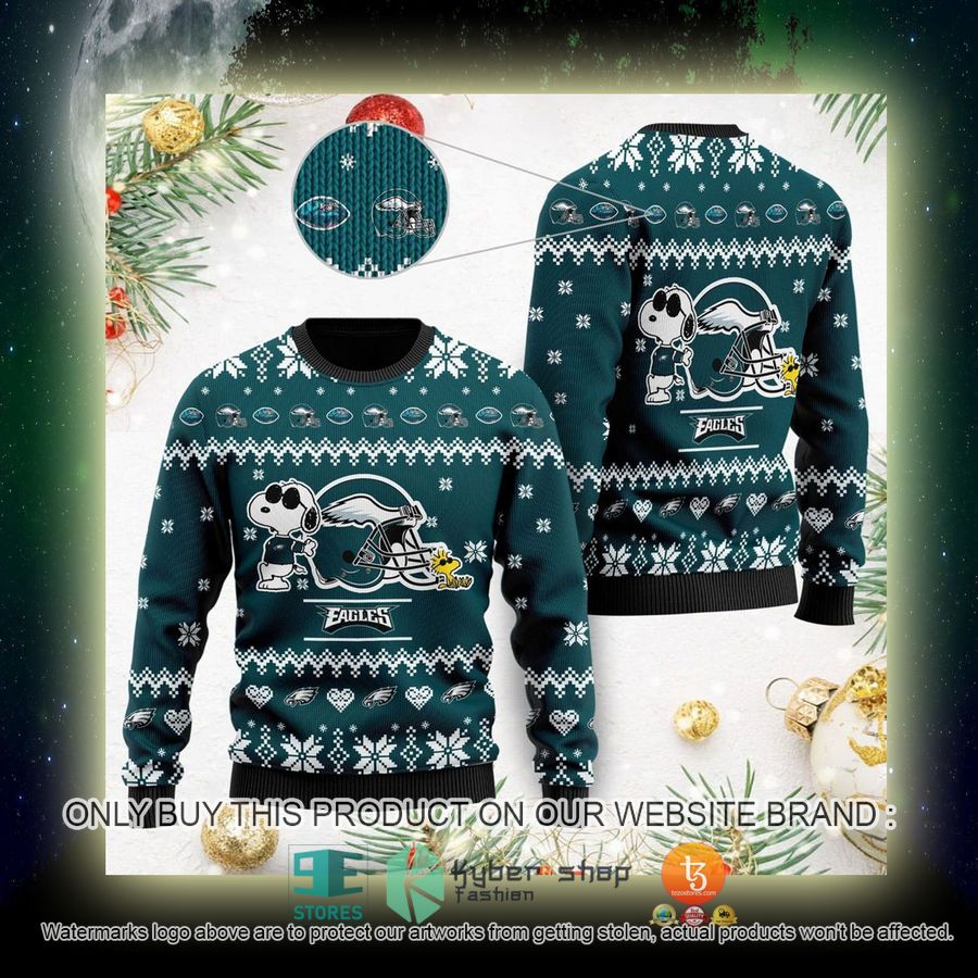 NEW Philadelphia Eagles Cute The Snoopy Show Football Helmet Sweatshirt 4 nfl philadelphia eagles cute the snoopy show football helmet ugly christmas sweater 4 88984