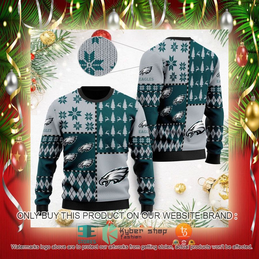 NEW Philadelphia Eagles green grey Sweatshirt 2 nfl philadelphia eagles green grey ugly christmas sweater 2 18214