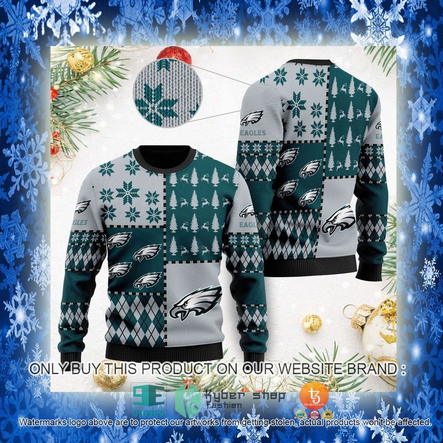 NEW Philadelphia Eagles green grey Sweatshirt 3 nfl philadelphia eagles green grey ugly christmas sweater 3 62393