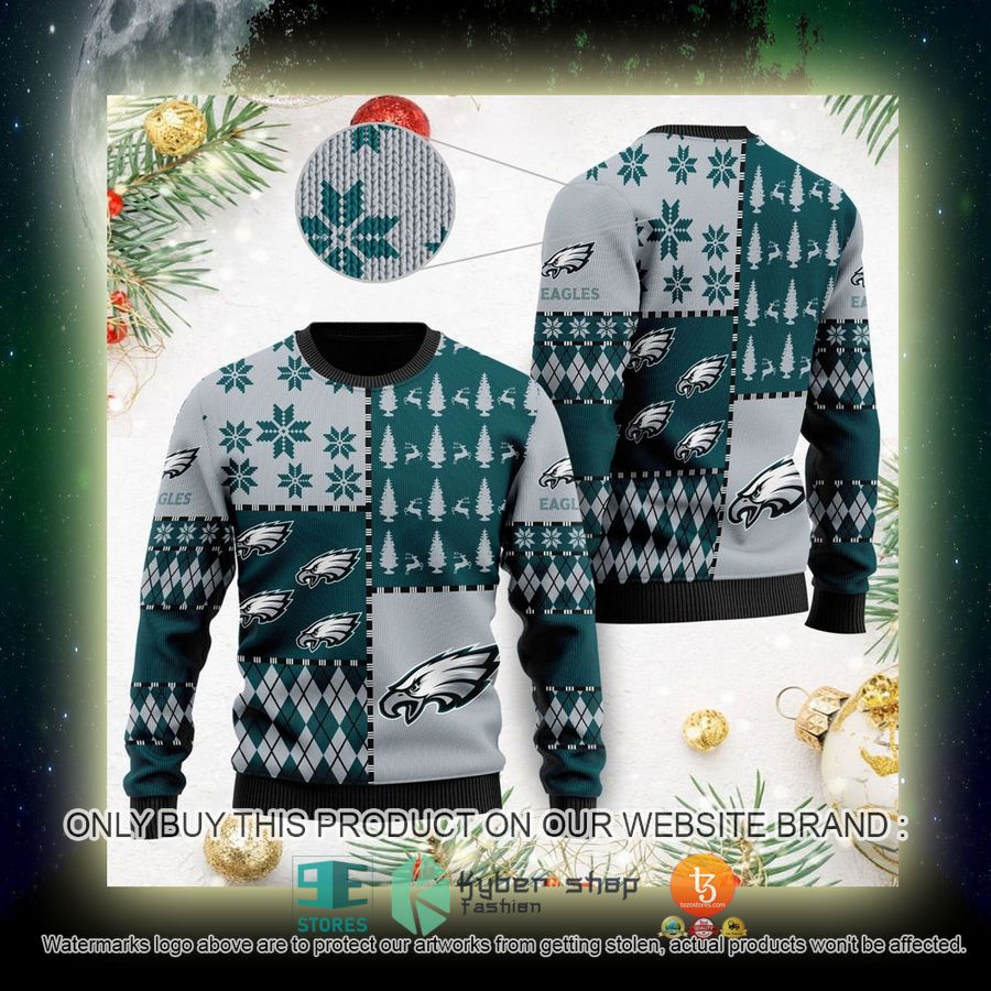NEW Philadelphia Eagles green grey Sweatshirt 4 nfl philadelphia eagles green grey ugly christmas sweater 4 52701