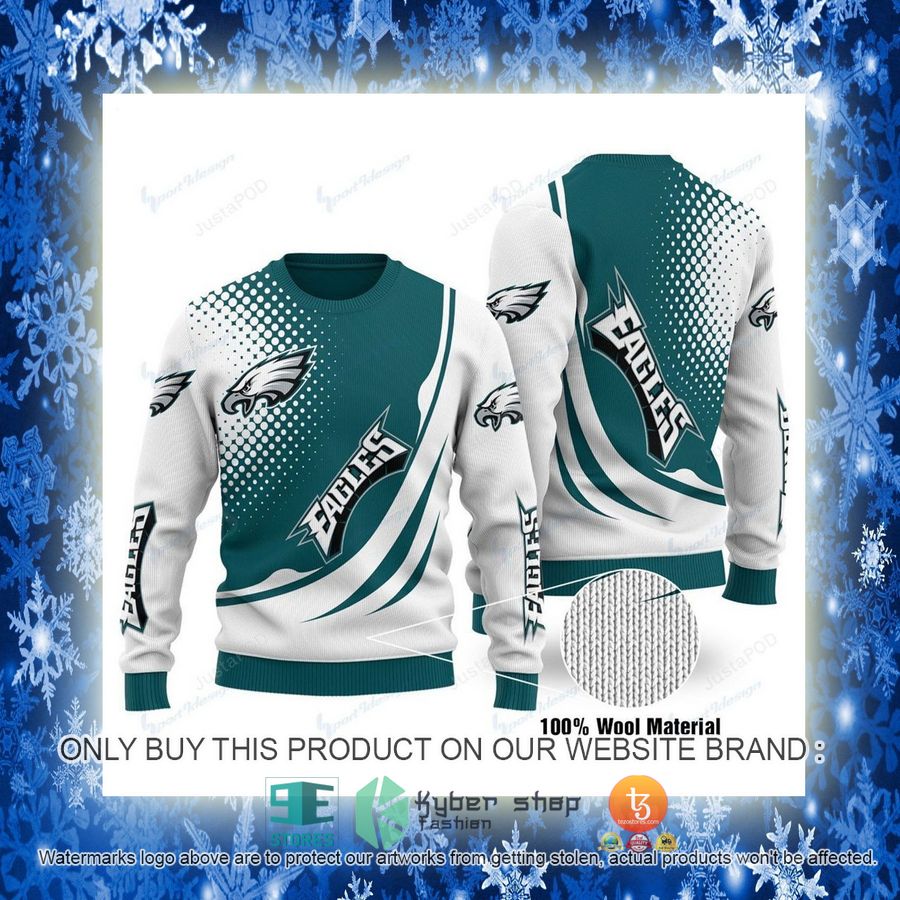 NEW Philadelphia Eagles green white Sweatshirt 3 nfl philadelphia eagles green white ugly christmas sweater 3 89645