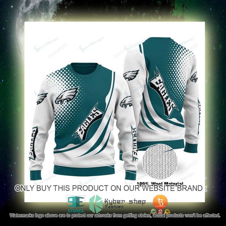NEW Philadelphia Eagles green white Sweatshirt 4 nfl philadelphia eagles green white ugly christmas sweater 4 21202