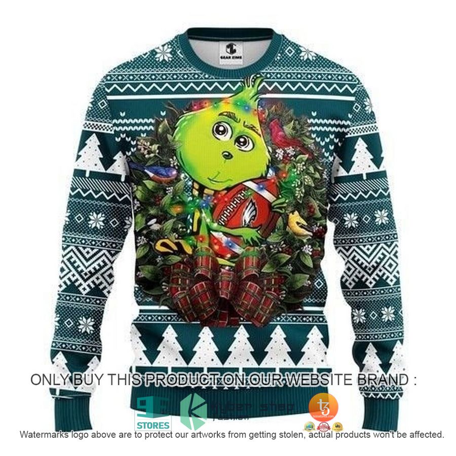 nfl philadelphia eagles grinch hug ugly christmas sweater 1 8395