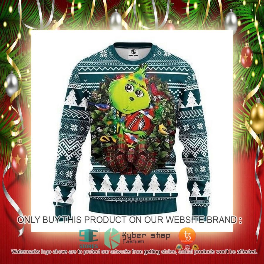 NEW Philadelphia Eagles Grinch Hug Sweatshirt 2 nfl philadelphia eagles grinch hug ugly christmas sweater 2 55653