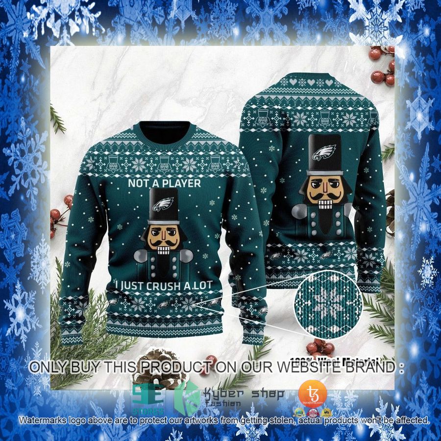 NEW Philadelphia Eagles I Am Not A Player I Just Crush Alot Sweatshirt 3 nfl philadelphia eagles i am not a player i just crush alot ugly christmas sweater 3 21462