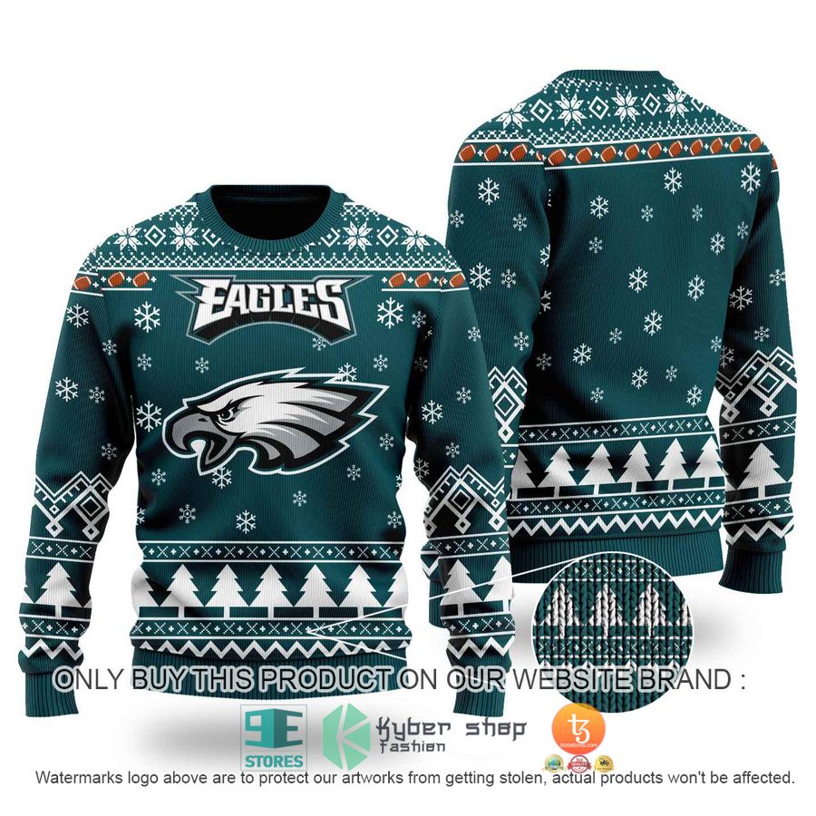 nfl philadelphia eagles logo green ugly christmas sweater 1 73187