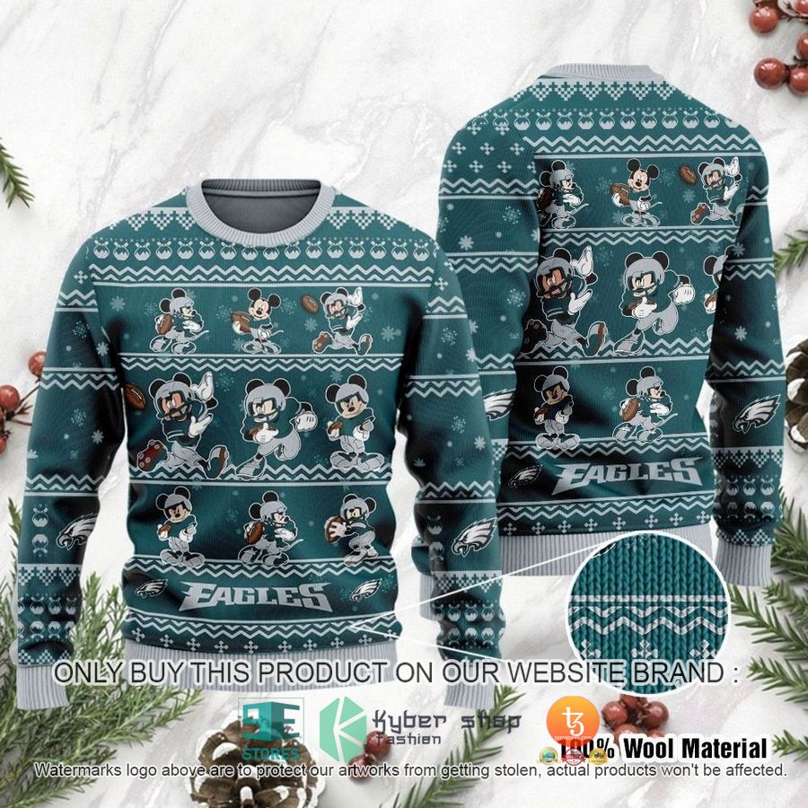 nfl philadelphia eagles mickey mouse ugly christmas sweater 1 82417