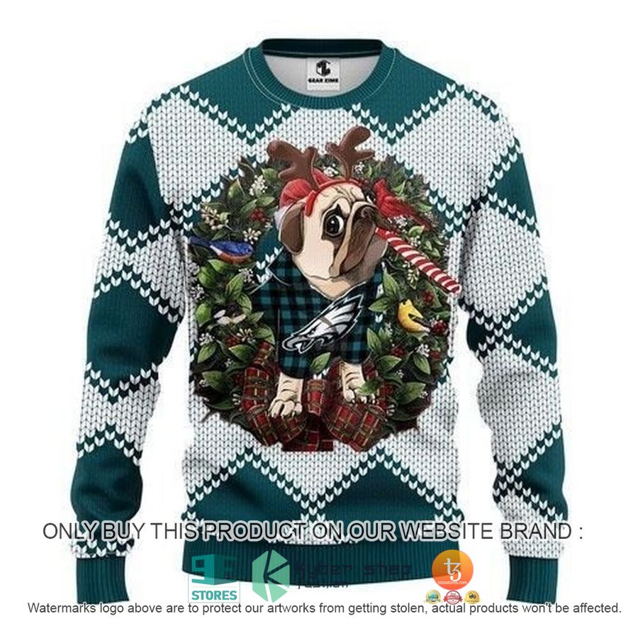 nfl philadelphia eagles pug dog ugly christmas sweater 1 25563