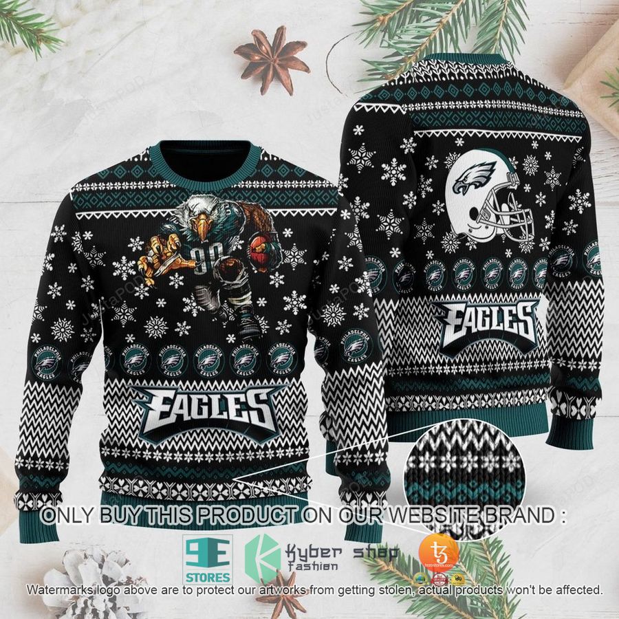 nfl philadelphia eagles sports football team with swoop the mascot ugly christmas sweater 1 72542