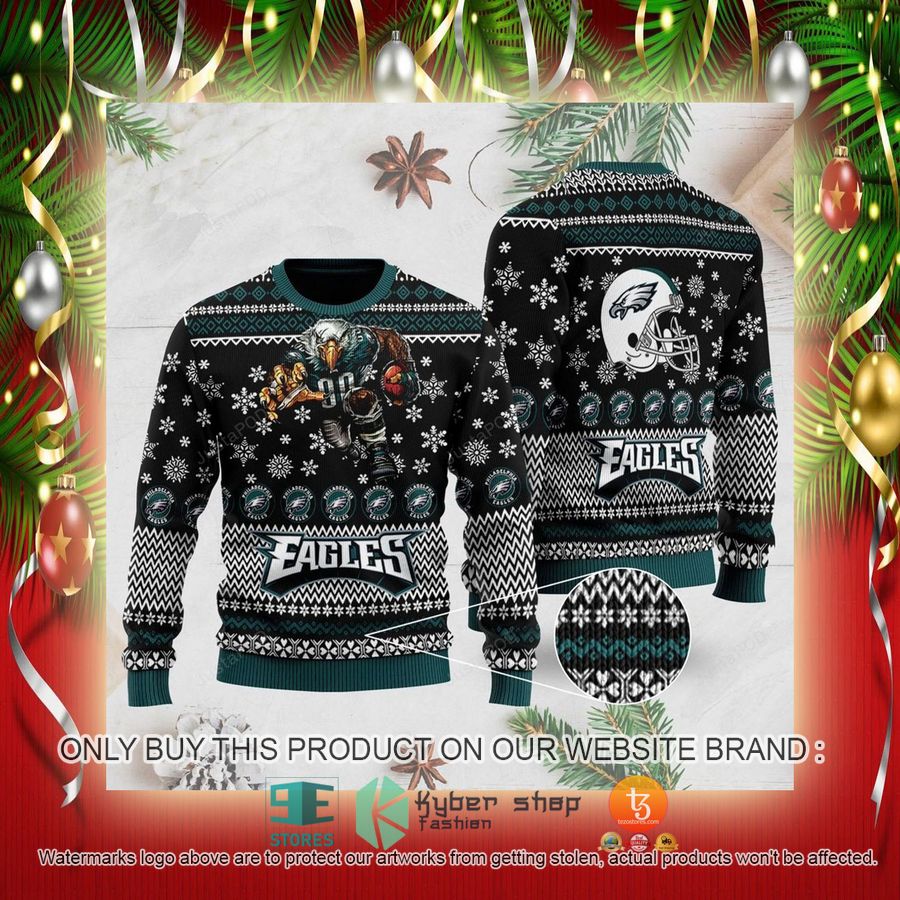 NEW Philadelphia Eagles Sports Football Team With Swoop The Mascot Sweatshirt 2 nfl philadelphia eagles sports football team with swoop the mascot ugly christmas sweater 2 77788