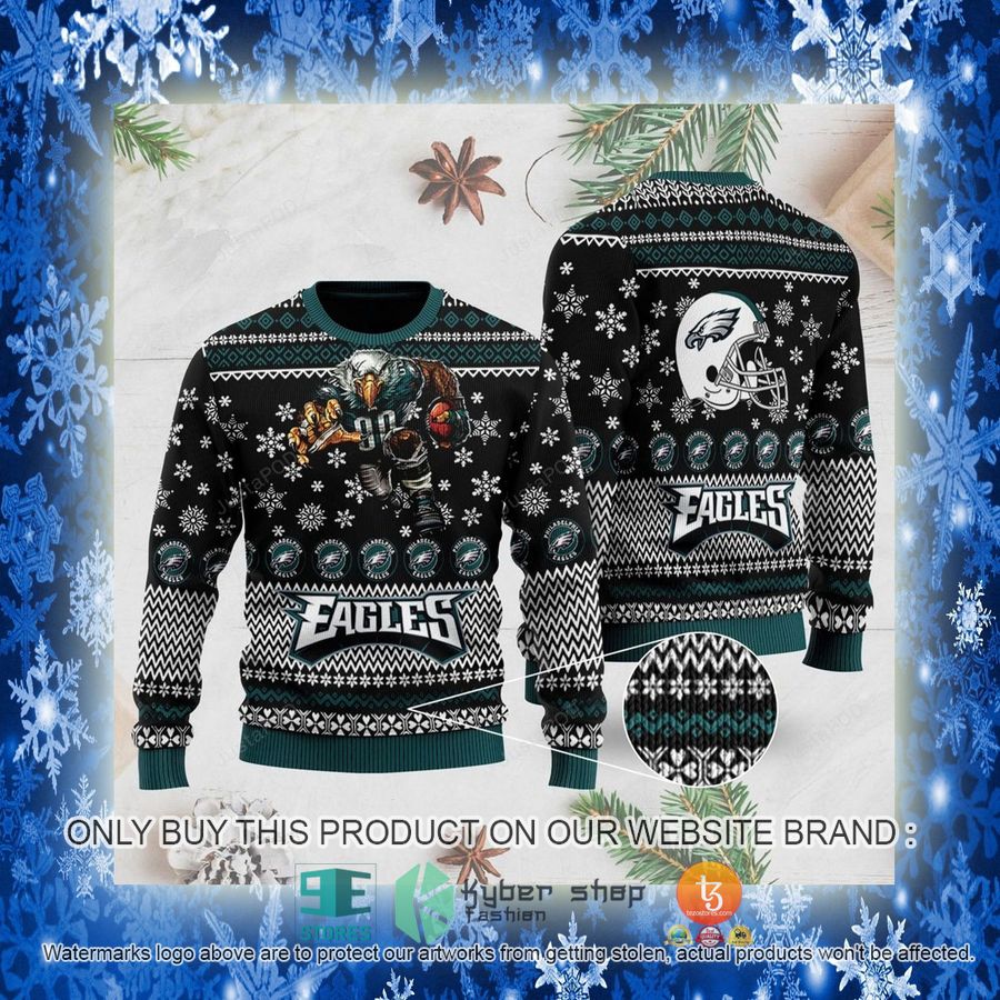 NEW Philadelphia Eagles Sports Football Team With Swoop The Mascot Sweatshirt 3 nfl philadelphia eagles sports football team with swoop the mascot ugly christmas sweater 3 89631