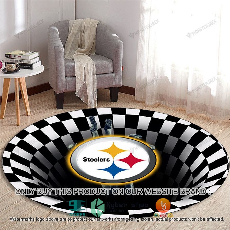 nfl pittsburgh steelers illusion round rug 1 11256