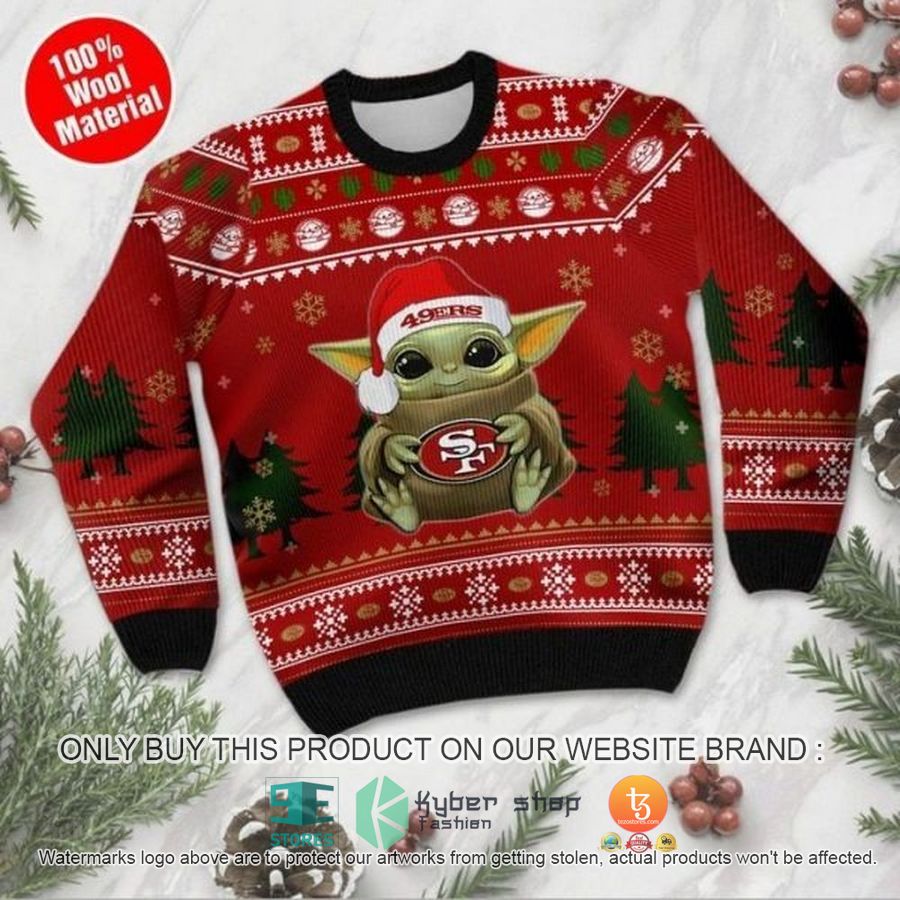 nfl san francisco 49ers baby yoda ugly christmas sweater 1 24284