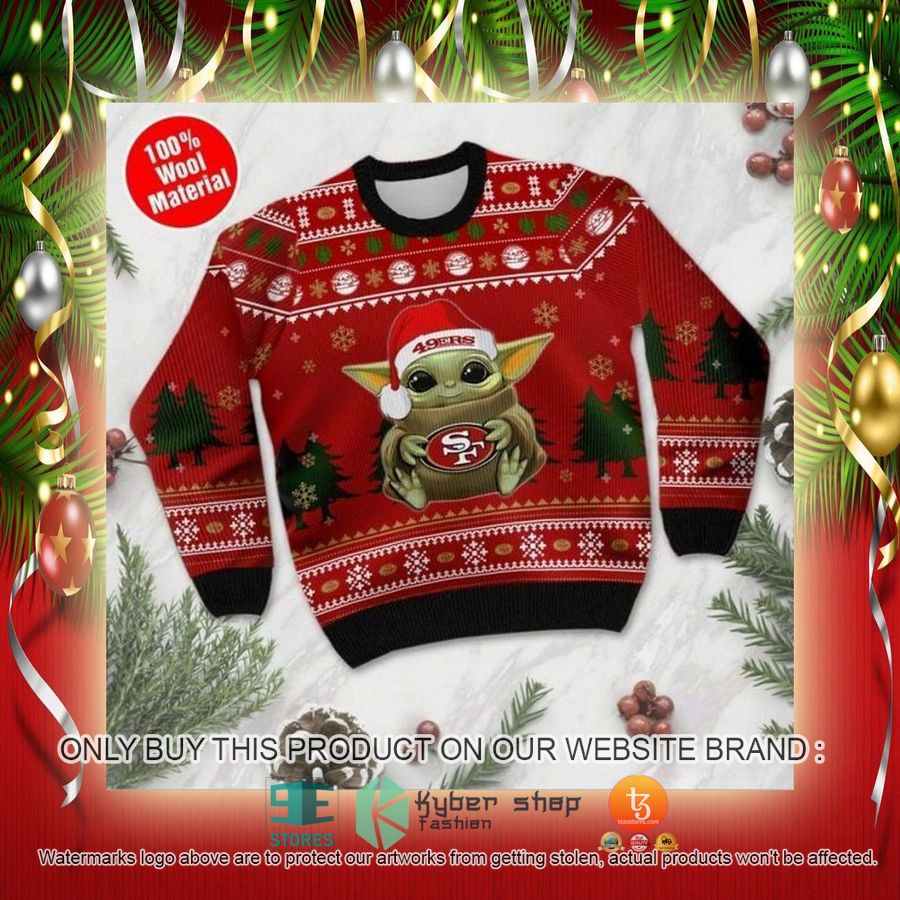 NEW San Francisco 49ers Baby Yoda Sweatshirt 2 nfl san francisco 49ers baby yoda ugly christmas sweater 2 71901