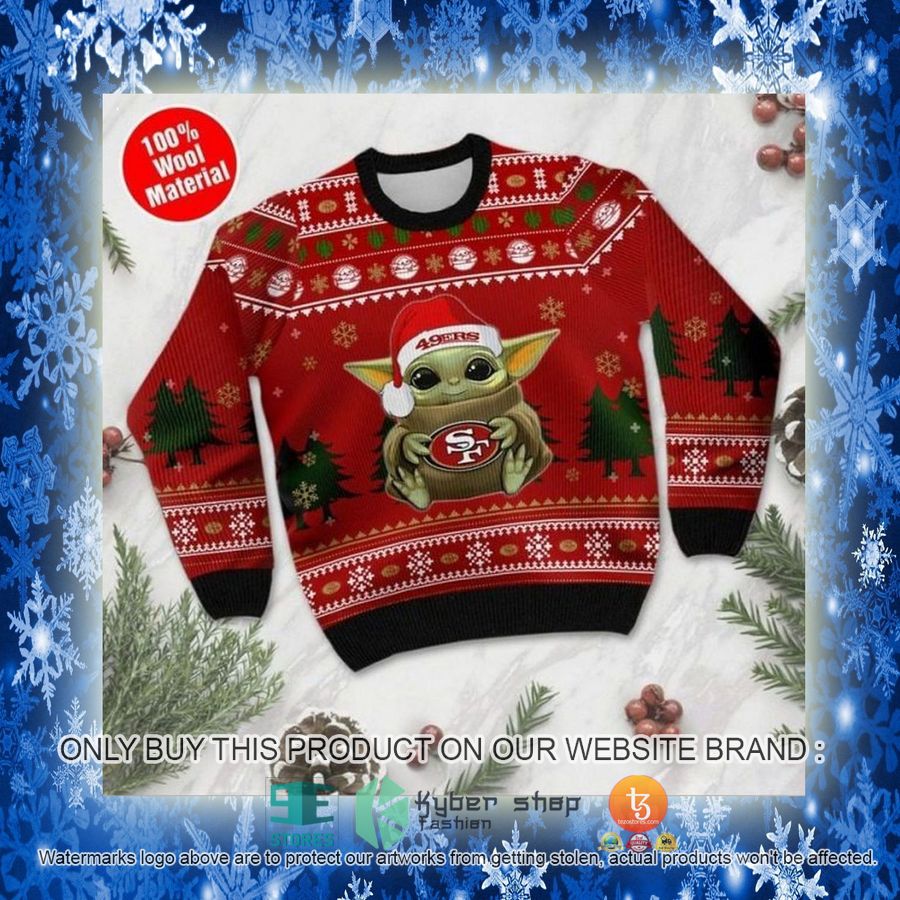 NEW San Francisco 49ers Baby Yoda Sweatshirt 3 nfl san francisco 49ers baby yoda ugly christmas sweater 3 81245