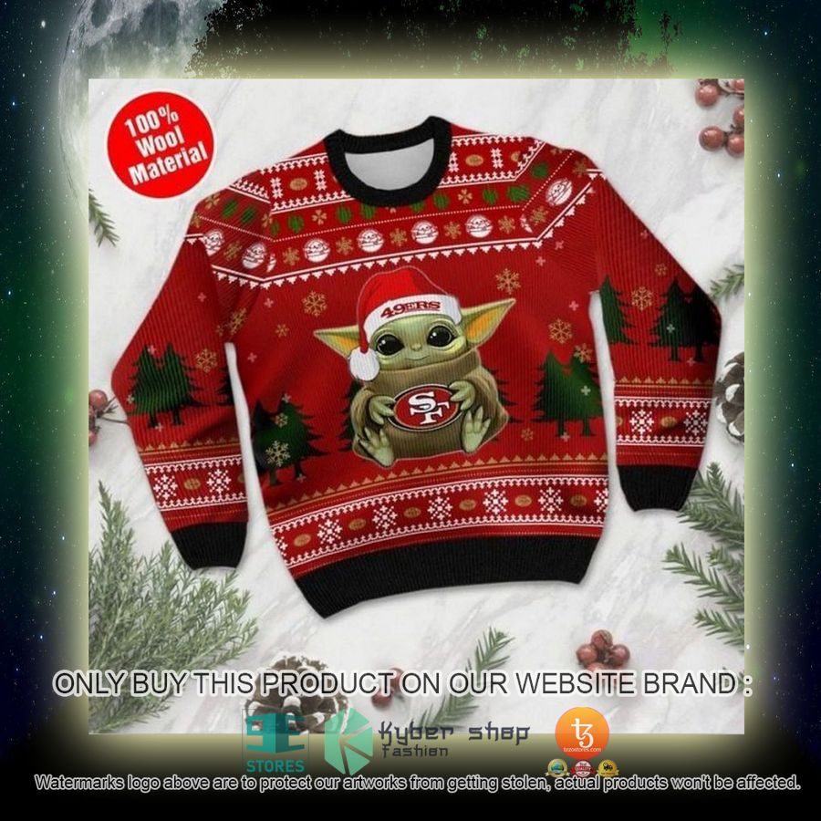 NEW San Francisco 49ers Baby Yoda Sweatshirt 4 nfl san francisco 49ers baby yoda ugly christmas sweater 4 15277
