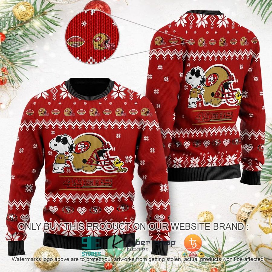 nfl san francisco 49ers cute the snoopy show football helmet ugly christmas sweater 1 41950