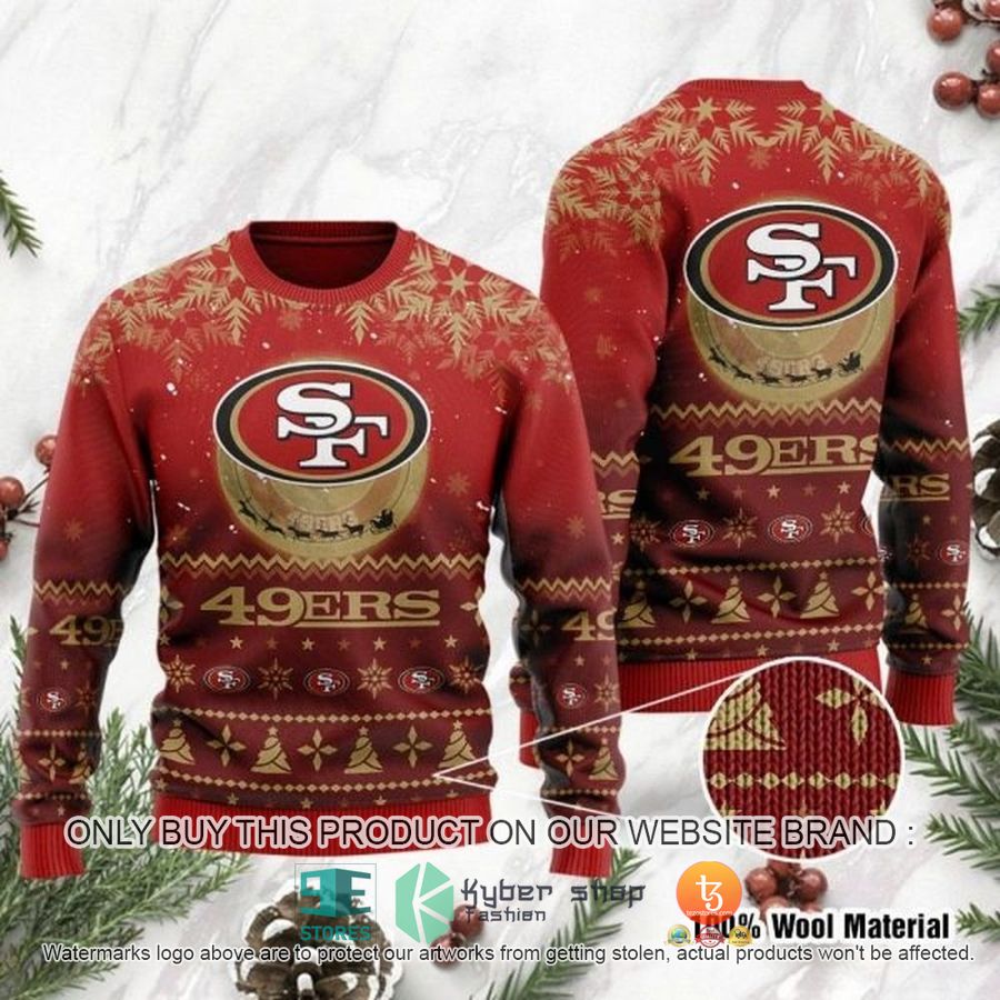 nfl san francisco 49ers santa claus in the moon ugly christmas sweater 1 38158