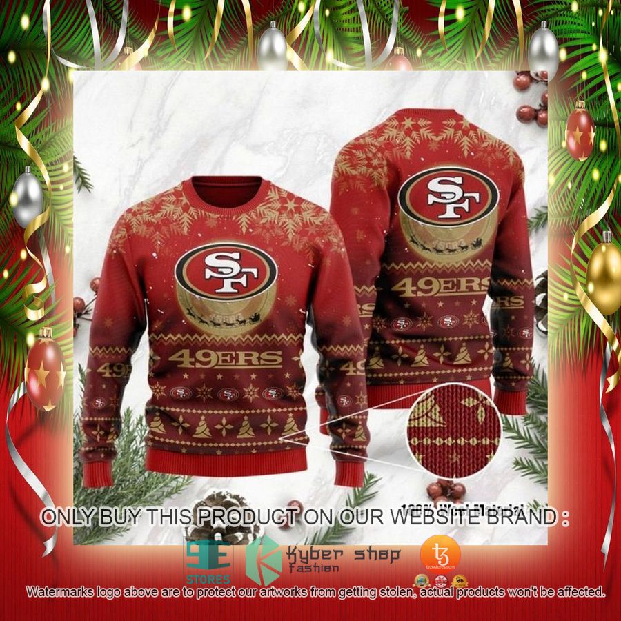 NEW San Francisco 49ers Santa Claus In The Moon Sweatshirt 2 nfl san francisco 49ers santa claus in the moon ugly christmas sweater 2 47494