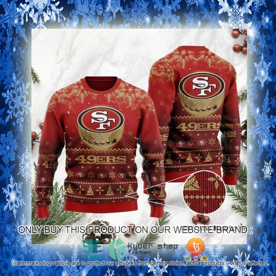 NEW San Francisco 49ers Santa Claus In The Moon Sweatshirt 3 nfl san francisco 49ers santa claus in the moon ugly christmas sweater 3 99168