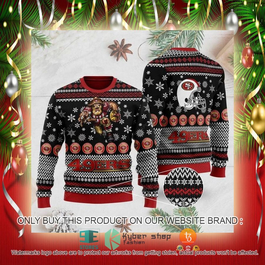 NEW San Francisco 49ers Sports Football Team With Sourdough Sam The Mascot Sweatshirt 2 nfl san francisco 49ers sports football team with sourdough sam the mascot ugly christmas sweater 2 36136