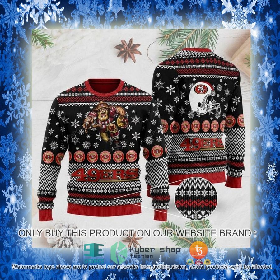 NEW San Francisco 49ers Sports Football Team With Sourdough Sam The Mascot Sweatshirt 3 nfl san francisco 49ers sports football team with sourdough sam the mascot ugly christmas sweater 3 93243