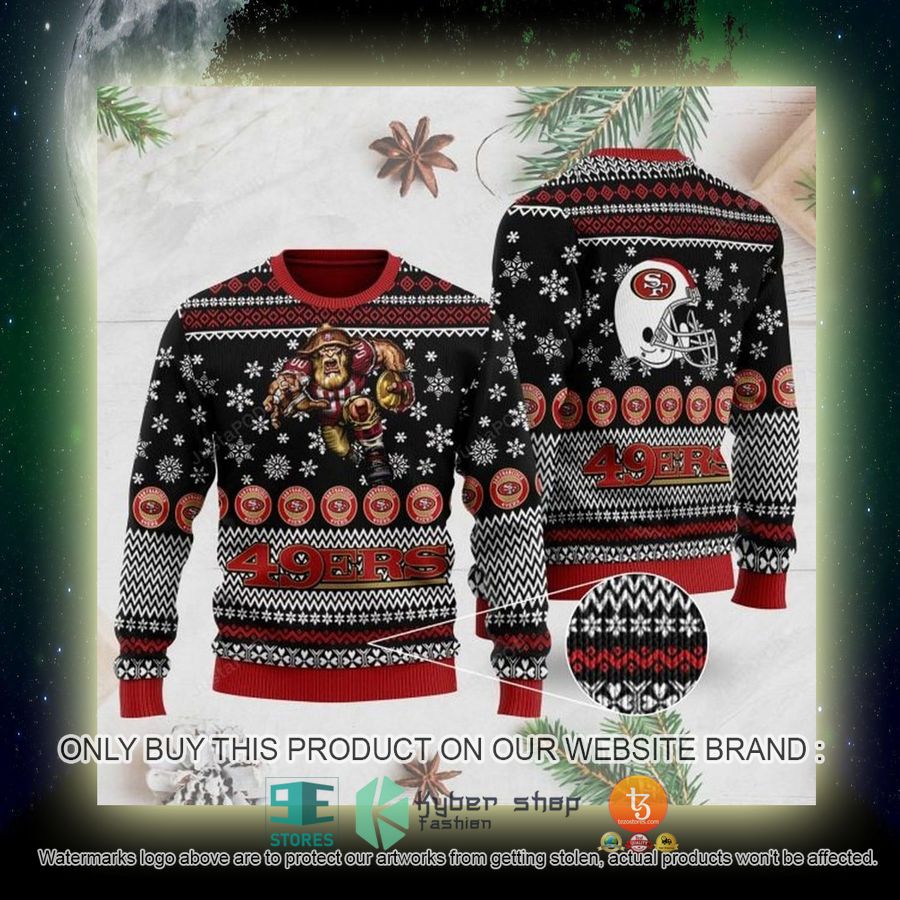 NEW San Francisco 49ers Sports Football Team With Sourdough Sam The Mascot Sweatshirt 4 nfl san francisco 49ers sports football team with sourdough sam the mascot ugly christmas sweater 4 9791