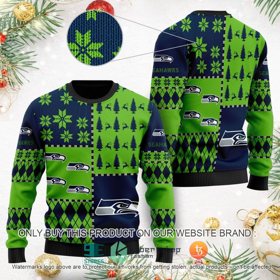 nfl seattle seahawks blue green ugly christmas sweater 1 39555