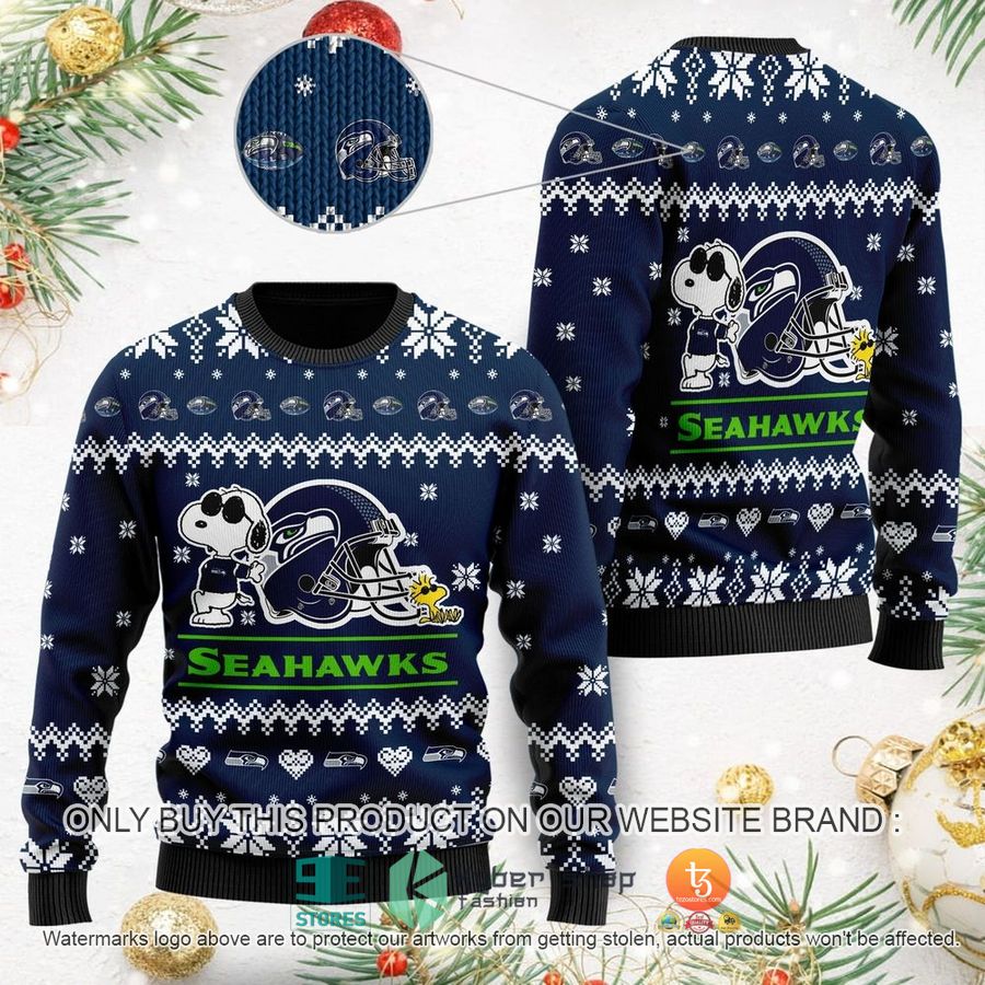NEW Seattle Seahawks Cute The Snoopy Show Football Helmet Sweatshirts 9 nfl seattle seahawks cute the snoopy show football helmet ugly christmas sweaters 1 67874