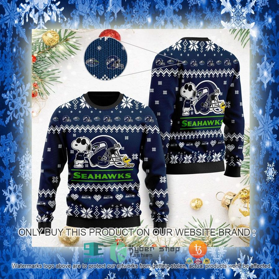 NEW Seattle Seahawks Cute The Snoopy Show Football Helmet Sweatshirts 3 nfl seattle seahawks cute the snoopy show football helmet ugly christmas sweaters 3 99162
