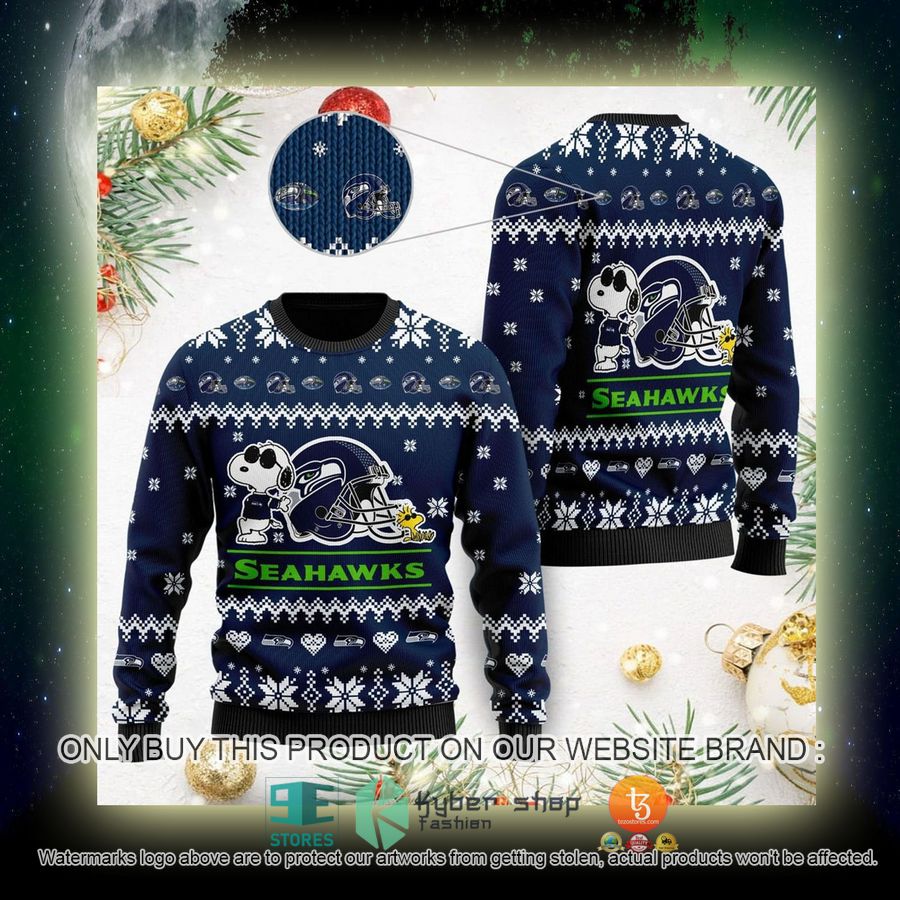 NEW Seattle Seahawks Cute The Snoopy Show Football Helmet Sweatshirts 4 nfl seattle seahawks cute the snoopy show football helmet ugly christmas sweaters 4 38798