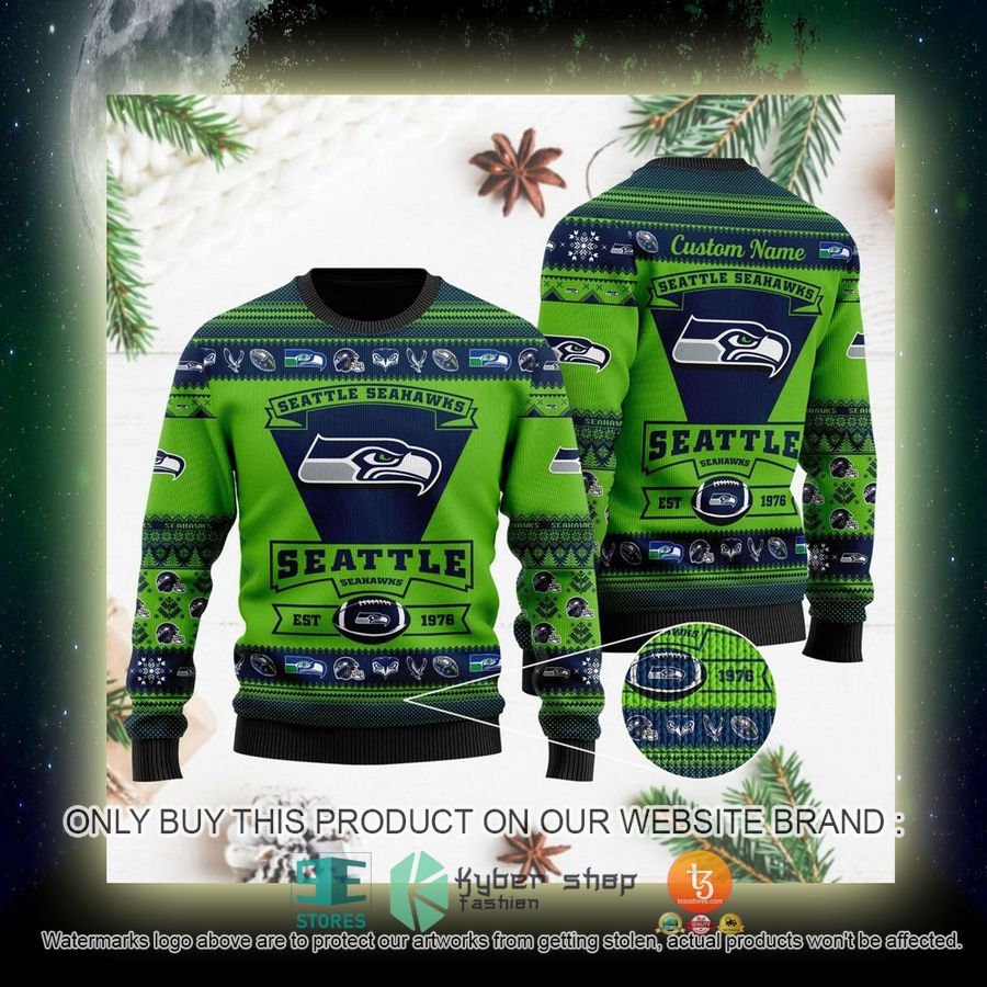 NEW Seattle Seahawks Est 1976 green Sweatshirt 4 nfl seattle seahawks est 1976 green ugly christmas sweater 4 63476