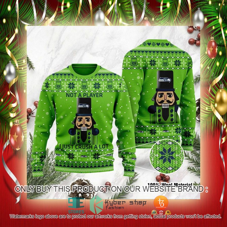 NEW Seattle Seahawks I Am Not A Player I Just Crush Alot Sweatshirt 2 nfl seattle seahawks i am not a player i just crush alot ugly christmas sweater 2 54929