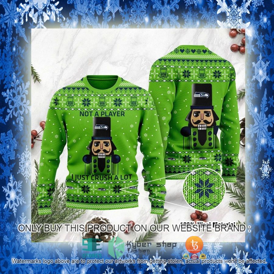 NEW Seattle Seahawks I Am Not A Player I Just Crush Alot Sweatshirt 3 nfl seattle seahawks i am not a player i just crush alot ugly christmas sweater 3 93368
