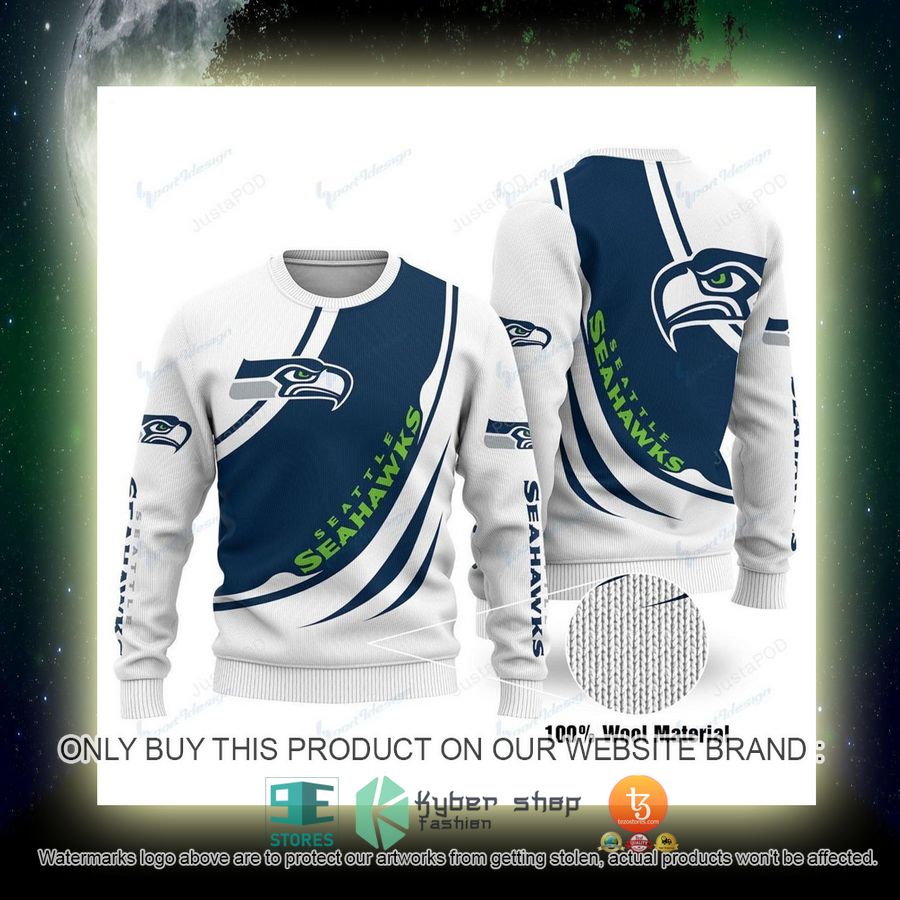 NEW Seattle Seahawks white blue Sweatshirt 4 nfl seattle seahawks white blue ugly christmas sweater 4 75522
