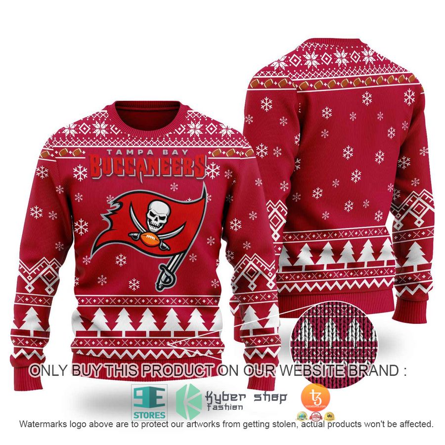 NEW Tampa Bay Buccaneers Logo Red Sweatshirt 8 nfl tampa bay buccaneers logo red ugly christmas sweater 1 68974