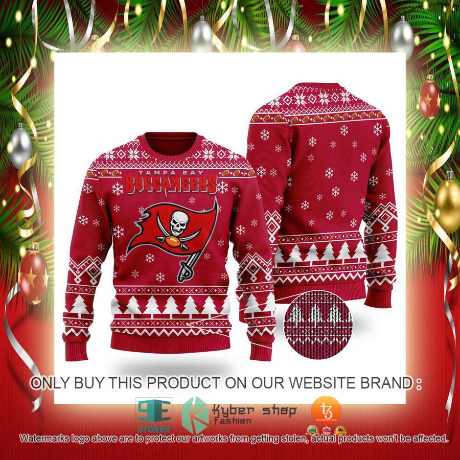 NEW Tampa Bay Buccaneers Logo Red Sweatshirt 2 nfl tampa bay buccaneers logo red ugly christmas sweater 2 54753