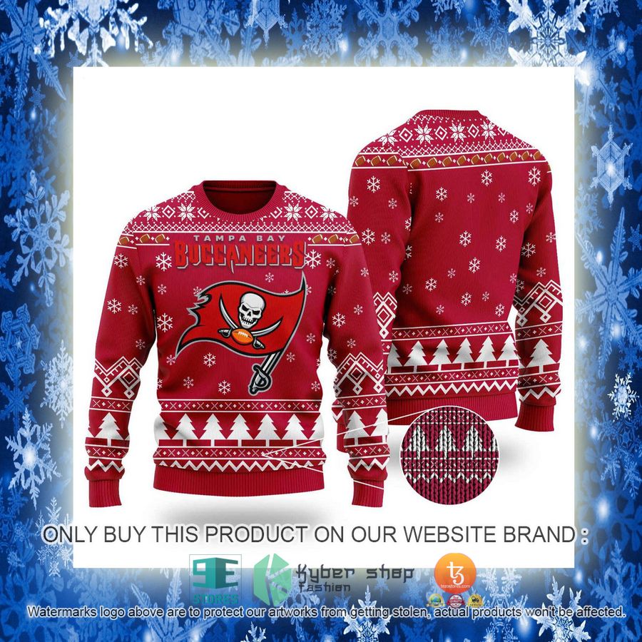 NEW Tampa Bay Buccaneers Logo Red Sweatshirt 3 nfl tampa bay buccaneers logo red ugly christmas sweater 3 37386