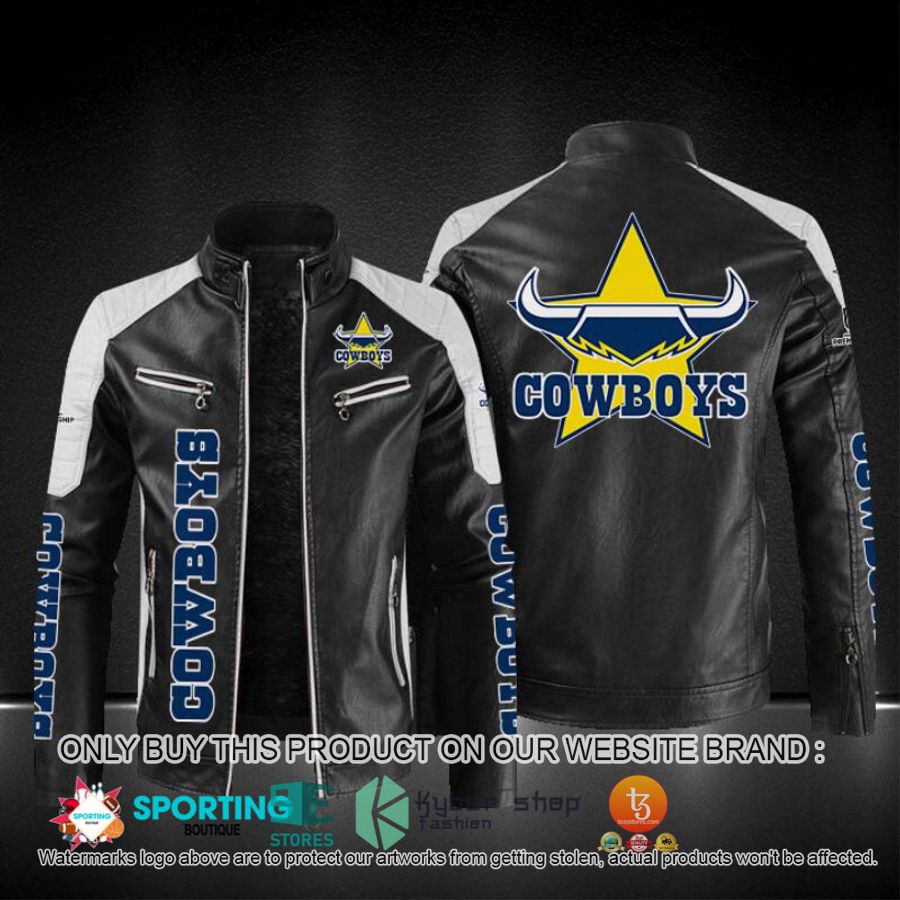 north queensland cowboys block leather jacket 1 84339