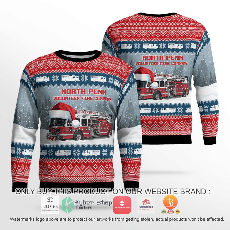 north wales pennsylvania north penn volunteer fire company christmas 3d sweater 1 13258